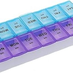 TOPREDO Pill Case- 2 Row 14 Squares Weekly 7 (AM-PM) Days Tablet Box Holder Medicine Storage Organizer Container & 3 in 1 Vaporizer (Assorted)-30