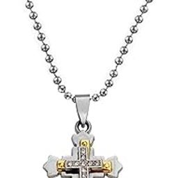 Christmas Gift Cubic Zirconium Crystal Lord Holy Jesus Christ Crucifix Silver and Gold Stainless Steel 01 Necklace Pendant for Men and Women-image-89