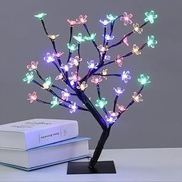 REFULGIX LED Cherry Blossom Bonsai Tree Lamp – 18 Inch, 28 Multicolor LEDs, Adjustable Silicone Branches, Corded Electric Night Light for Room & Home Decoration-picture-13