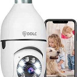DDLC Light Bulb Camera 1080p WiFi Auto Rotation Fish Eye 360 Degree Panoramic Mini Lamp IR CCTV 1080p Home Security Light Wireless CCTV Camera (Light Bulb)-16