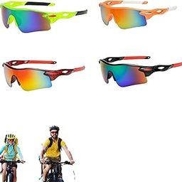 SQUISHY 4 PCS Cricket Sun Glasses for Men, Cricket Glasses, Outdoor Cycling Running Riding Glasses Red Green Orange Black Lens Idea for Sport Outdoor Activities-image-10