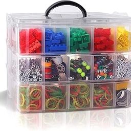 COOFANDY Craft Storage Box with Compartments, 3 Layer with 30 Sections Transparent Stackable Plastic Box Organizer with Handle, Practical Sorting Box for Crafts, Jewelry, Toy (transparent)-picture-15