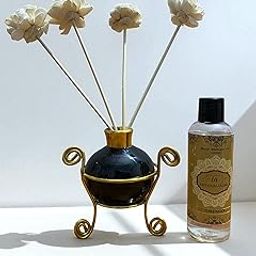 IMPERIUM AROMA Lavender Diffuser Set | Ceramic Pot with Golden Brass | Rattan Reeds Based Diffuser Oil-100 ml, Floral Relaxing Scent for Bedroom, Living Room & Office-image-13