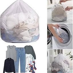 Prostuff.in® Washing Machine Mesh Laundry Bags For Clothes, Underwear, Lingerie, Bed Linen With Drawstring Closure Sturdy Washing Machine Clothes Protection Net (Size: 50x70 cm) 1 Pcs-image-7