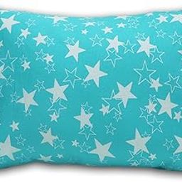 KRADYL KROFT Toddler Pillow with 100% Cotton Removable Cover - 20 X 15 Inches | Children Pillows | Baby Pillows - Blue Star-32