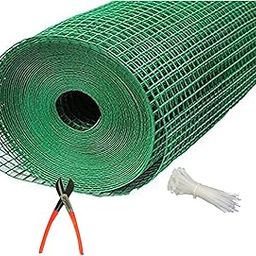UV Stabilized 12 MM PVC Coated Weld Wire Garden Fencing Iron Net_Tree Guard Net_Anti Bird Net_5 Feet Height X 30 Feet Length_with 1 Cutter and 100 PVC Tags SHJAMN55-5