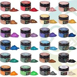 Premium Mica Powder Pearlescent Color Pigment Set of 24 | Epoxy Resin Art, Soap, Slime, Candles, Make up Cosmetics-image-73