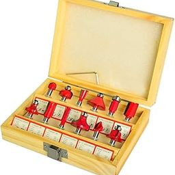 SZONE® 8 mm 12 PCS Multi Shapes Router/Trimmer Router Bits Set Professional Shank Tungsten Carbide Router Bit Cutter Set with Wooden Case for Woodworking Tools-image-3