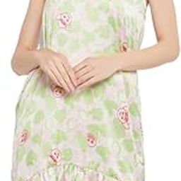 Women's Satin Print Me Pretty Short Night Dress in White-image-49