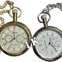 Vintage Pocket Watch Gift for Her, Him, Birthday, Christmas, New Year, Baptism, Antique Set of 2-image-86