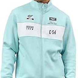 Men Sky Blue Full Sleeve Colorblocked High Neck Sweatshirt-image-2
