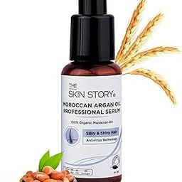 The Skin Story Moroccan Argan Oil Hair Serum | For Silky and Shinny Hair with Anti Frizz | Contains 100% Organic Morocaan Oil | Reduces Hair Damaged & Restores Natural Elasticity | Non-Sticky Hair Serum for All Hair Types | 40ml-41