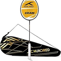 Hundred Megaforce Strung Badminton Racket with Full Cover | 78 Grams | Maximum Tension ≤32 (Black)-image-67