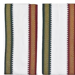 Cotton Angavastram (Towel), Traditional Indian Scarf for Men (Size:33" x 65"inches)-image-26