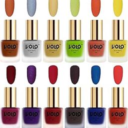 Volo Velvet Dull Matte Bold Colors Nail Polish Combo in Wholesale Rate(Metallic Coral, Metallic Silver, Metallic Golden,Carrot Red, Metallic Dark Purple, Dark Coffee, Blue 96 ml) Pack of 12-image-94