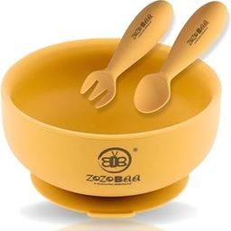 ZoZoBaa Silicone Baby Bowl with Spoon Fork Set for Feeding Toddlers | Extra Strong Suction Base,100% Food Grade BPA-Free Bowls & Spoon for Babies & Toddlers,| Unbreakable and Soft | Mango Yellow-image-5