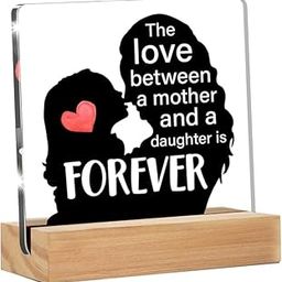 Bs amor Mother Gifts From Daughter, Mom Gifts for Birthday Mother's Day, the Love Between a Mother and a Daughter Is Forever Clear Acrylic Desk Decorative Sign for Home Decor, 5 x 4 Inches-image-1