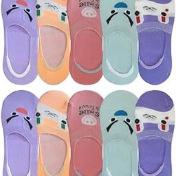 Women's and Girls Anti Slip No-Show Cotton Multicolour Socks (Free Size)-image-97