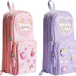 Spenop Happy Time Combo Large Capacity Pen Pencil Pouch Multifunctional Stationery Organizer 3 Compartment Cute Pencil Case for Kids Girls Boys-image-24