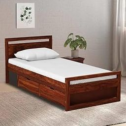 Ferrovilla NWS1 Single Sheesham Wood Bed for Bedroom with 2 Years Warranty-image-99