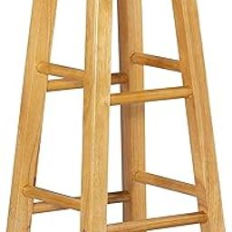 INDIAN DECOR. RW349 Round Seat Stool, Natural Finish Breakfast Kitchen Counter Bar Stool Real Teak Wood Seat Bar Chairs Barstools Light Wooden High Stools 600 mm high-image-13