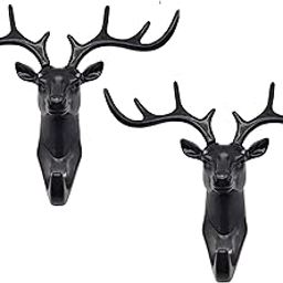 Artifii Deer Head Wall Hooks Behind Door Keys Coat Hangers Self Adhesive Wall Door Hook Hanger Bag Keys Sticky Holder Plastic for Home, Living Room, Bedroom, Bathroom (Pack of 2, Black)-image-120