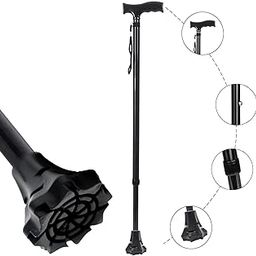 MCP Jindal Premium Height Adjustable Walking Stick Aluminium Cane Trekking Support Stick for Men, Women & Old People (Black)-image-1