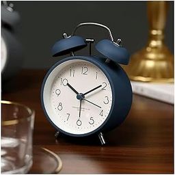 DHARMASHYA Retro Twin Bell Alarm Clock – Classic Metal Frame Table Clock with Night Backlight, High-Volume Luminous Alarm for Heavy Sleepers, Quartz Movement for Accurate Timekeeping (Blue)-picture-18