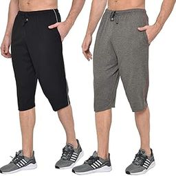 Men's Regular Fit Cotton Three Quarter Capri, Printed Running Shorts, Casual Lounge Sleep Shorts Pack of 2-image-40