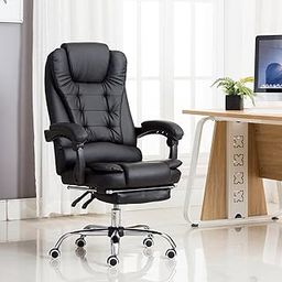 Kepler Brooks Office Chairs for Work | 3 Years Warranty | Boss Chair for Office, Leather Office Chair with Padded Arms, Leg Rest & Multi Synchro Tilt Lock, Heavy Duty Metal Base (Italia Premium-Black)-22