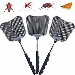 Telescopic Fly Swatter, Jakeloo 3 Pack Fly Swatter for Indoors Plastic Flyswatter Heavy Duty with Stainless Steel Telescopic Handle Ideal for Summer Home/Indoor/Outdoor/Classroom/Office (Black)-12