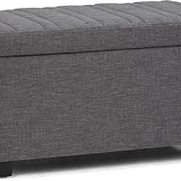 LEGACY OF COMFORT Arcy 33 Inch Wide Contemporary Rectangle Storage Ottoman Bench,Linen, for The Living Room, Entryway and Family Room (Grey)-image-48