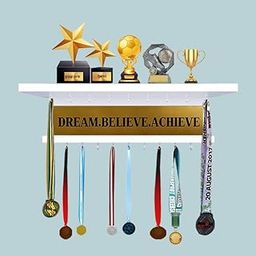 MACWUD Engineering Wood Premier Award Medal Display Rack and Trophy Title Shelf Dream Believe Achieve-image-2