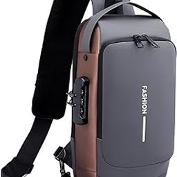 Fashion Sling Bag for Men, Grey-Brown, 32 x 17 x 9 cm, Multi-Pocket Crossbody Travel Bag with Hidden Card Pocket-image-77