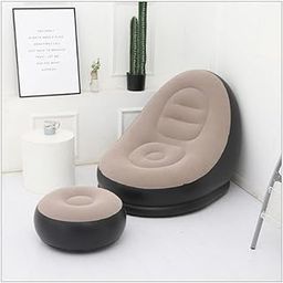 Hellion Portable Fast Inflatable Sofa Chair with Foot Stool - Plush & Smooth Comfort for Living Room, Indoor & Outdoor Camping (D1)-image-58