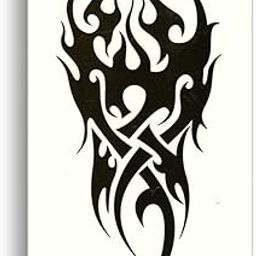 S.A.V.I Temporary Tattoo For Girls Men Women Tribal Totems Black Dragon Fire Sticker Size 19x12CM - 1PC. (8010)-image-23