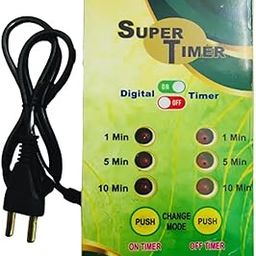 Super Timer | Stainless Steel Body | LED Timer Plug (Green) | 2-Pin Plug with 1M Wire | 3/5-Pin Socket Compatible | ON/Off Controller with LED Indicators | 220V-240V Support-99