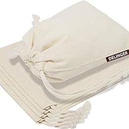 DELINGER 10 Pcs Cotton Drawstring Potli Cloth Bags For Kitchen, Reusable Bags For Grocery, Non Plastic Packing, Masala Potli, Spice Bag, Fridge Bag .Off White (Hight 4 inch and Width 4 inch)-image-5