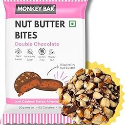 MONKEY BAR Nut Butter Bites - Double Chocolate - 55% Dark Chocolate Truffle filled with Nut Butter - Pack of 12 - No Added Sugar - Best Chocolate Gift Box for Clean Snack-image-61