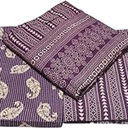 Women Kantha Work Cotton Screen Print Dress Material - 2.2 Mt Top (Purple 22401A)-image-17