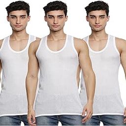 Men’s White Mesh Cotton Vest Sleeveless Gym Undershirt | Breathable Athletic Tank Top | Soft & Stretchable | Ideal for Workout & Casual Wear (Pack of 3)-image-52