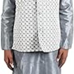 Blue Kids Thread Work Sherwani, Pant and Jacket Set-image-2