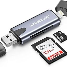 Kinsound 4 in 1 SD & TF Card Reader for iPhone with USB & Lighting Ports, Portable Memory Card Reader Compatible with TF, SD, SDHC, SDXC, MMC, RS-MMC, Micro SDXC for iPhone & Computers-24