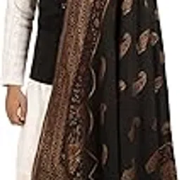 homry Shal-é-Pashm Men's Persian Grandeur Intricate Zari Shawl, BLACK, Free Size (SHO62M2021)-picture-39