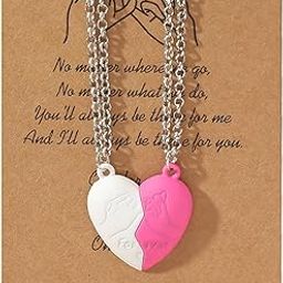 2Pcs Lovely Magnetic Love Heart Ghost Pendant Necklace Set for Women Men Best Friend Enamel Mutual Attract Magnet Couple Matching Necklace Halloween Jewelry Birthday Gift-image-21