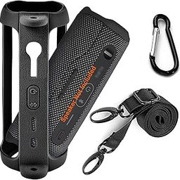 Zitel Case Compatible with JBL Flip 6 Portable Bluetooth Speaker Silicone Protective Cover with Shoulder Strap and Carabiner (Case Only) - Black-10
