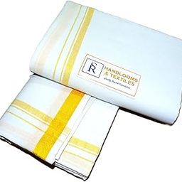 Men's 100% Pure Cotton Zari Lungi in Size 2 Mtrs Single Lungi (2, White)-picture-33