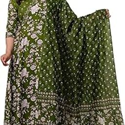 Stylish Green Printed Embroidered Angrakha Pattern Anarkali Kurta Set with Dupatta for Women-image-76