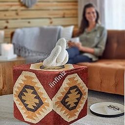 Handicraft Bazarr Wool Jute18''Inch Pouff Cover Ottoman Handmade Mudda Pouf for Seating Square Pouffe Kilim Muddha Rustic Wool Jute-image-50