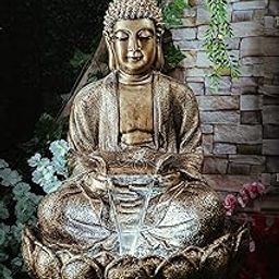 EXPLEASIA Lotus Buddha Water Fountain for Home, Indoor Water Fountain Big Size, Water Fountain, Water Fountain for Garden, Water Fountain for Home vastu, Buddha Fountain 3 feet (Golden)-image-32